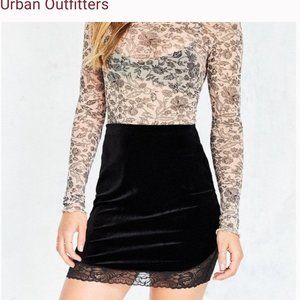 Kimchi Blue Black Skirt with Lace Trim